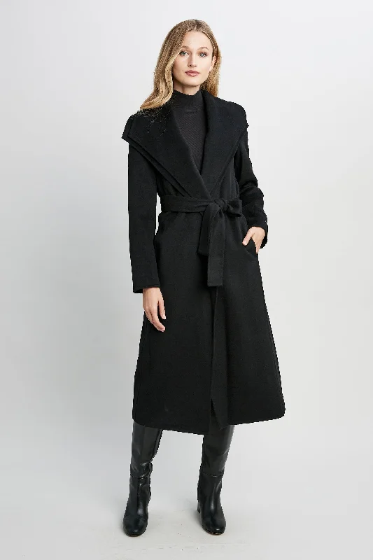 Tahari Long Double Face Wool Blend Wrap Coat