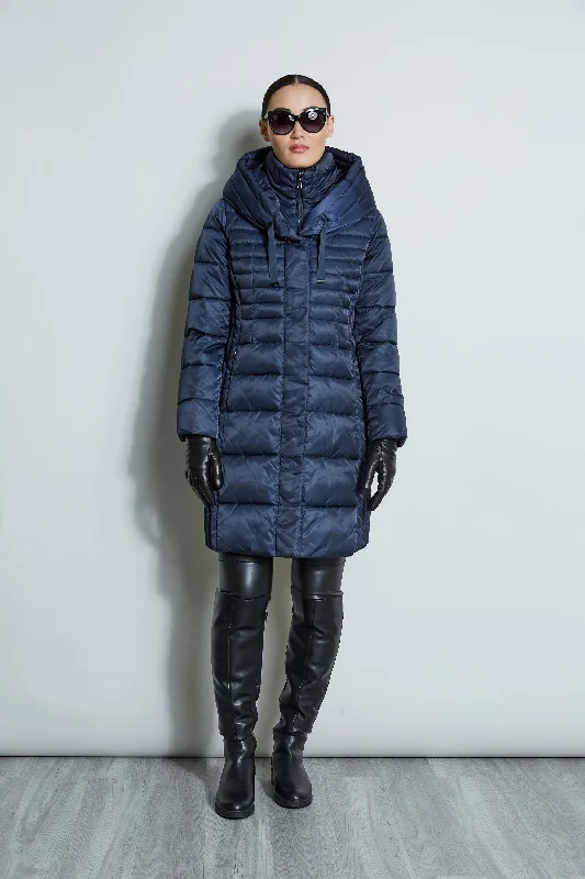 Tahari Double Layer Long Puffer Coat