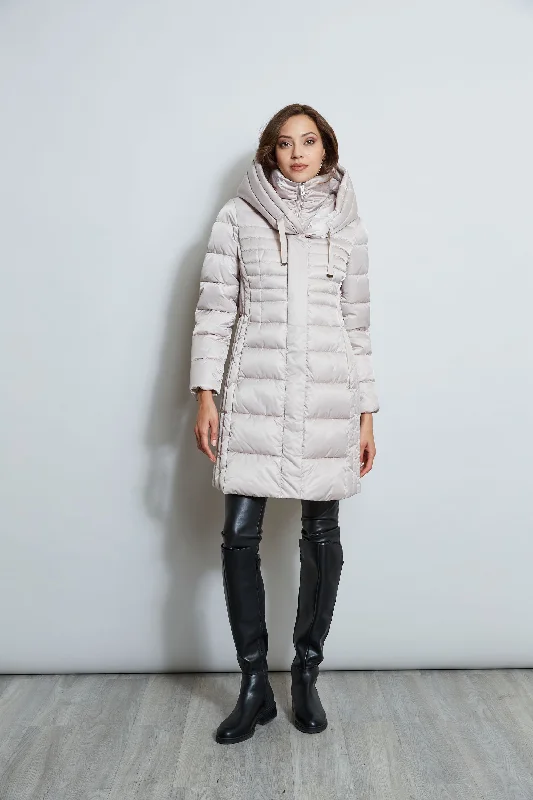 Tahari Double Layer Long Puffer Coat