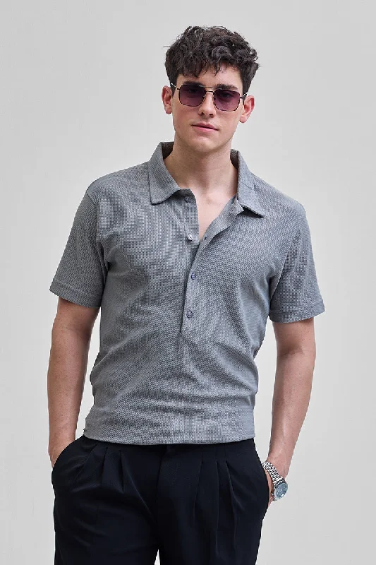 Light Grey Textured Polo T-Shirt