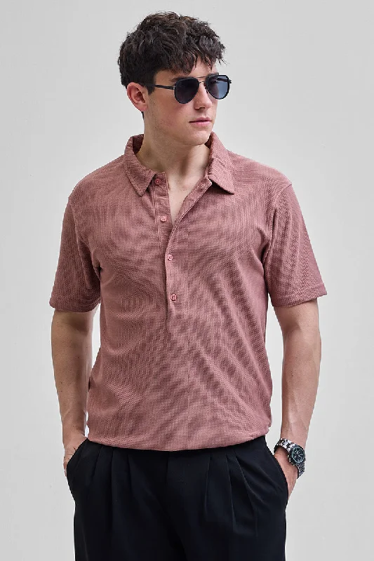 Mauve Textured Polo T-Shirt