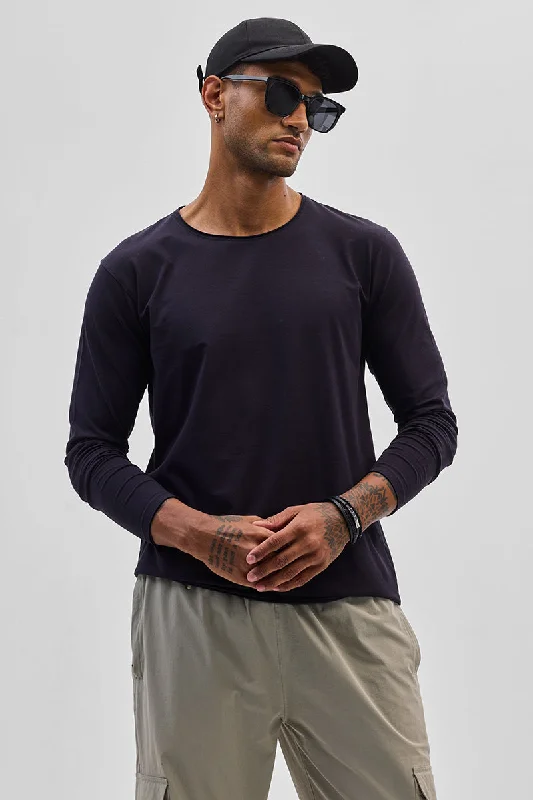 Navy Stretch Full Sleeve T-Shirt