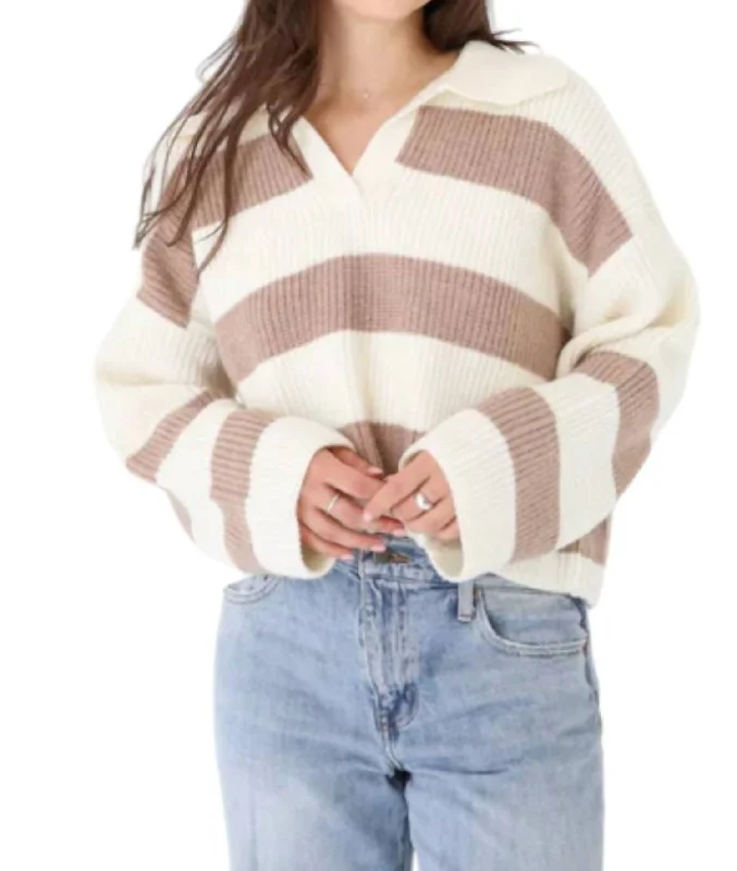 Conrad Sweater In Ivory / Taupe