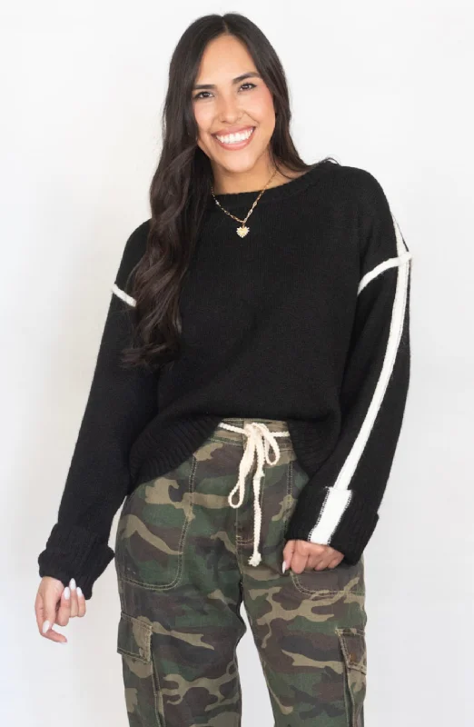 Give You Everything Black Reverse Seam Sweater