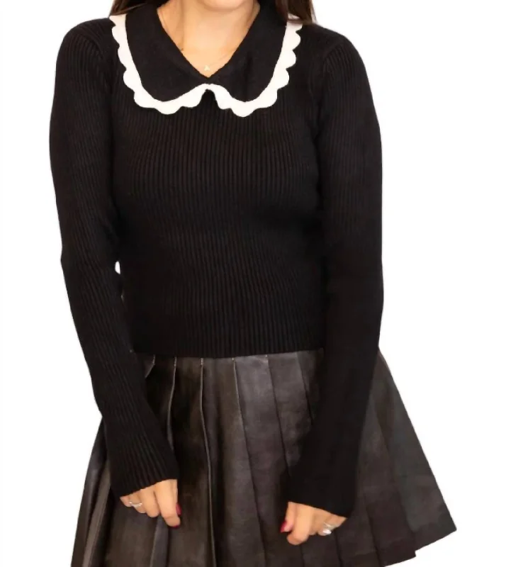 Scalloped Sweater In Black