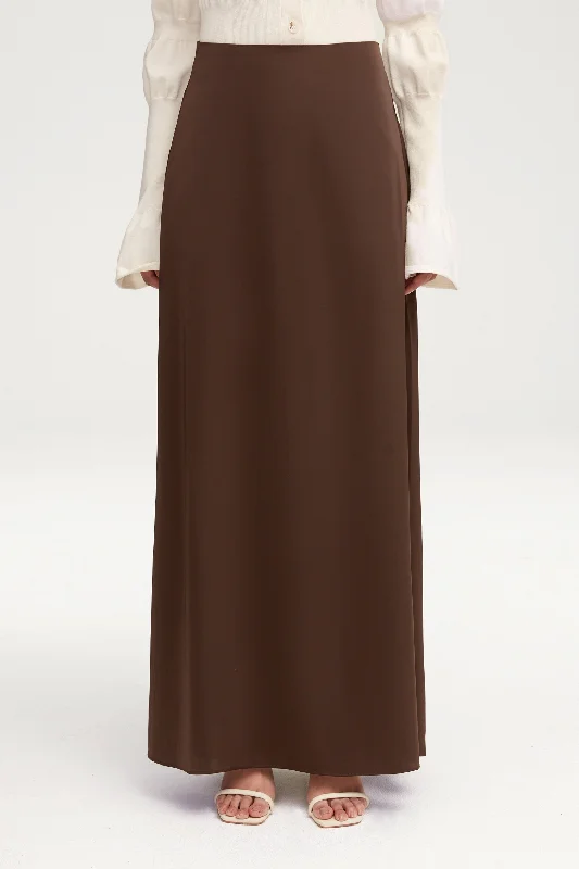 Essential Satin Maxi Skirt - Brown