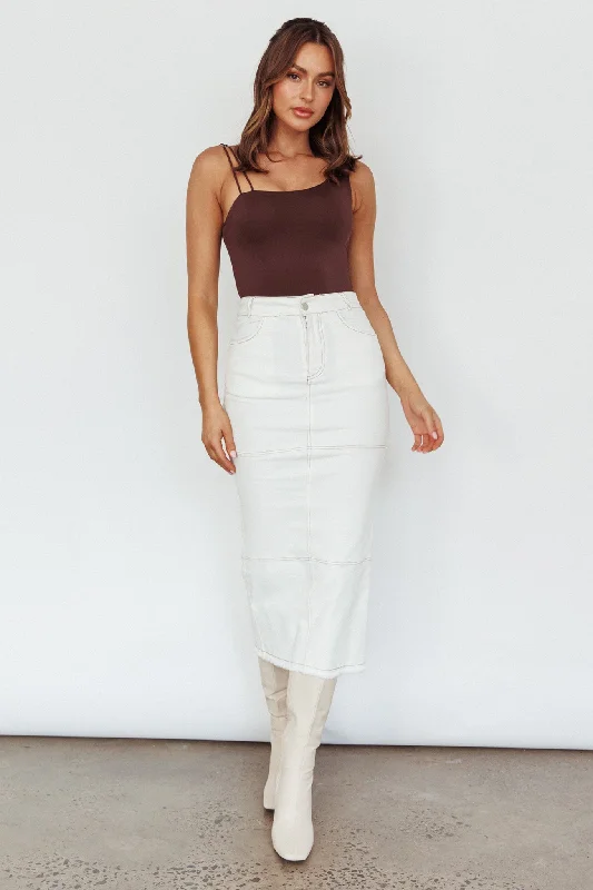 Thalia Pocket Midi Skirt White