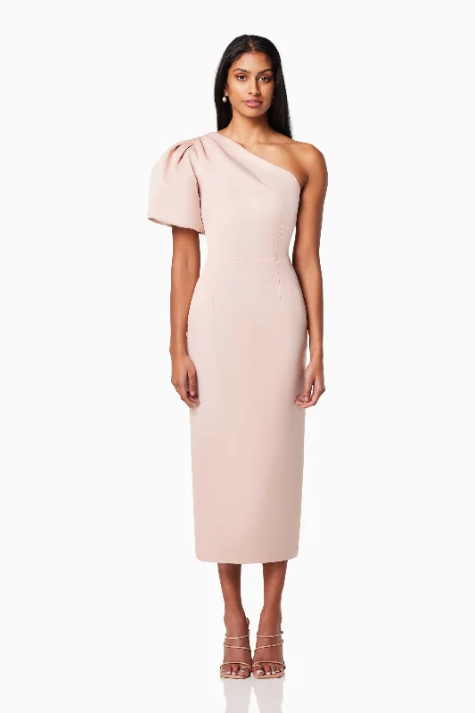 Starfire One Shoulder Midi Dress In Pink