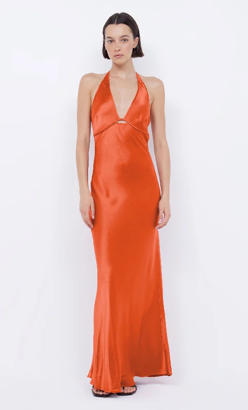 ZARIAH HALTER DRESS - FIRE RED