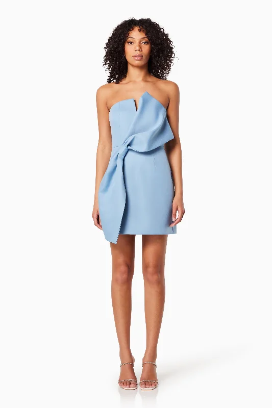 Zurich 3D Featured Bow Mini Dress In Blue