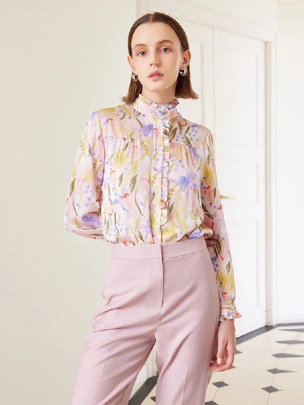 19 Momme Mulberry Silk Floral Shirt