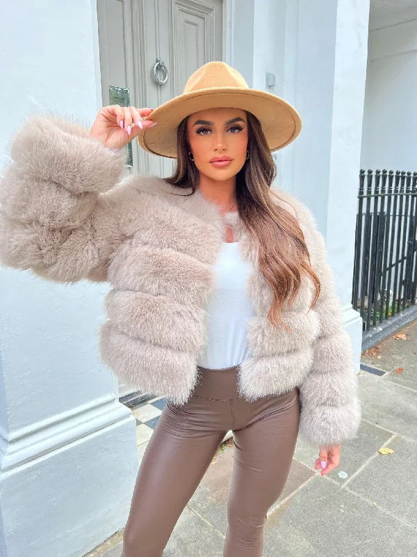 Beige Premium Faux Fur Jacket