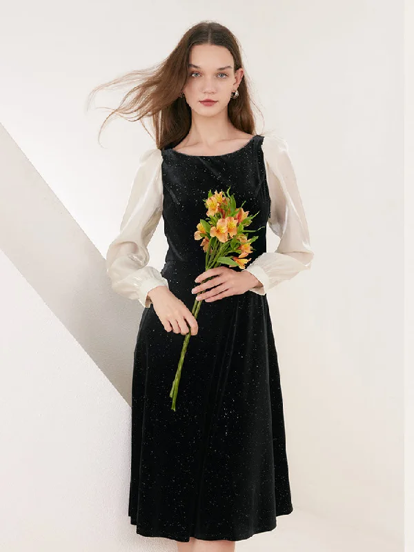 Velvet Black Midi Dress