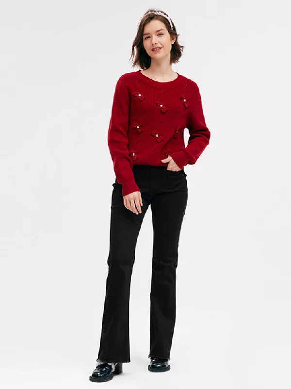 Chili Red Tencel Woolen Women Sweater