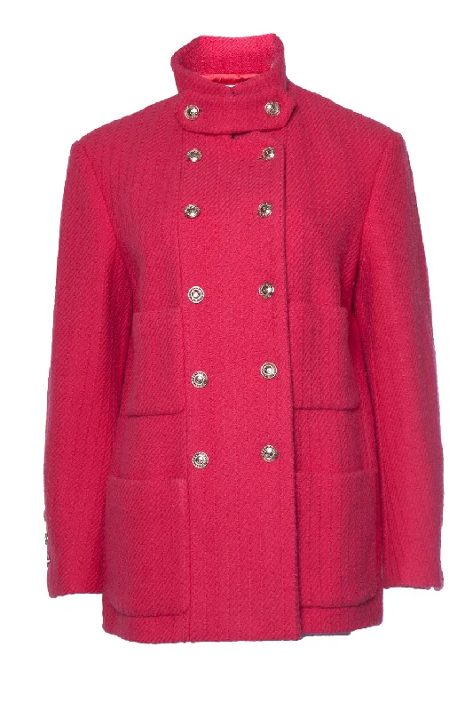 pink wool tweed blazer with 4 pockets