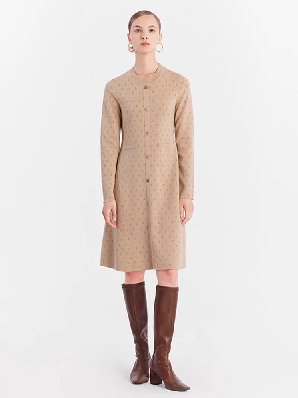 Jacquard Woolen Knitted Midi Dress