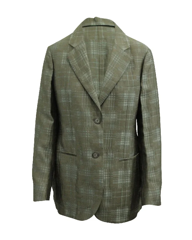 Giorgio Armani Checkered Single Breasted Blazer in Multicolor Polyester