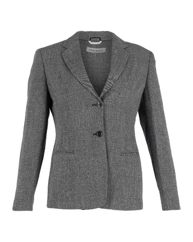 Max Mara Single Breasted Blazer in Grey Cotton