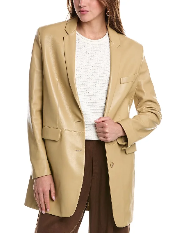 Michael Kors Collection Plonge Leather Boyfriend Blazer