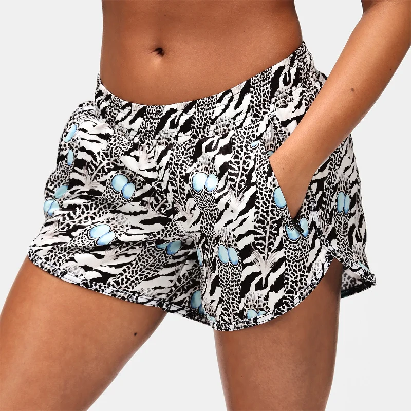 Monochrome Quill Loose Fit Workout Shorts